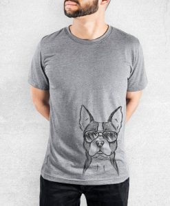Scout the Boston Terrier - Tri-Blend Unisex Crew Grey
