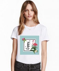 Woman T-Shirt Be Happy Flamingo Fashion Shirt