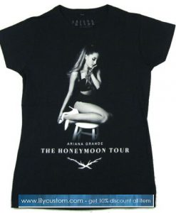 Ariana Grande Honeymoon Tour 2015 Girls Juniors Black T Shirt SN